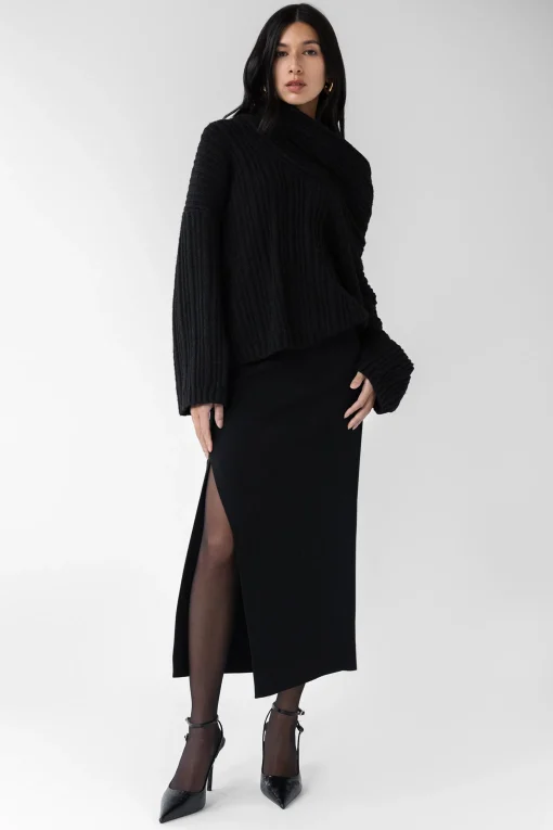 WRAP MAXI SUITING SKIRT