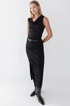 WRAP MAXI SUITING SKIRT