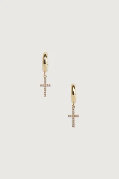 ZIRCONIA CROSS PENDANT HOOP