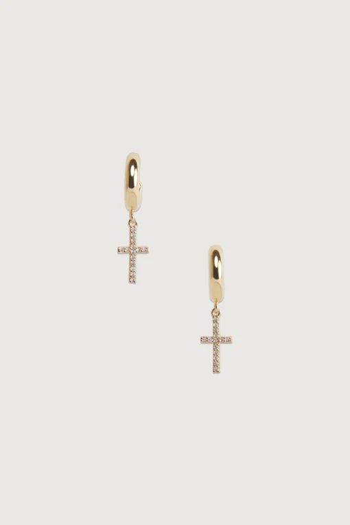 ZIRCONIA CROSS PENDANT HOOP