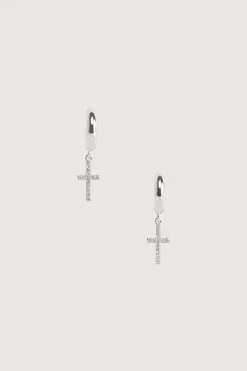 ZIRCONIA CROSS PENDANT HOOP