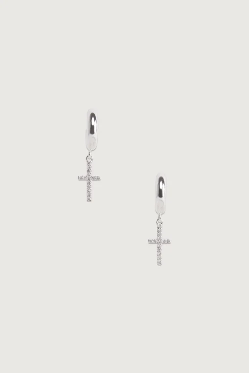 ZIRCONIA CROSS PENDANT HOOP