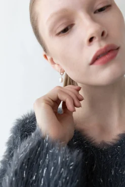 ZIRCONIA HOOPS WITH PEARL DROP