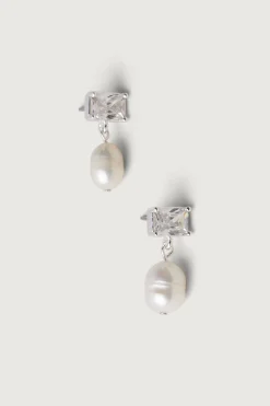 ZIRCONIA PEARL DROP EARRING