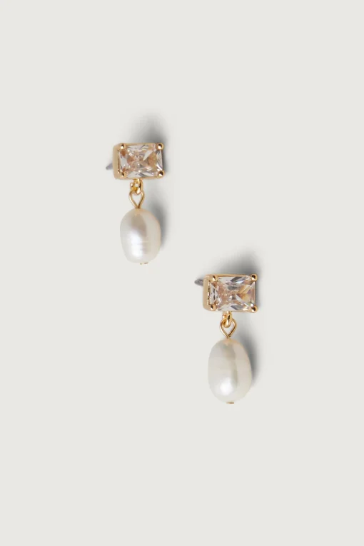 ZIRCONIA PEARL DROP EARRING